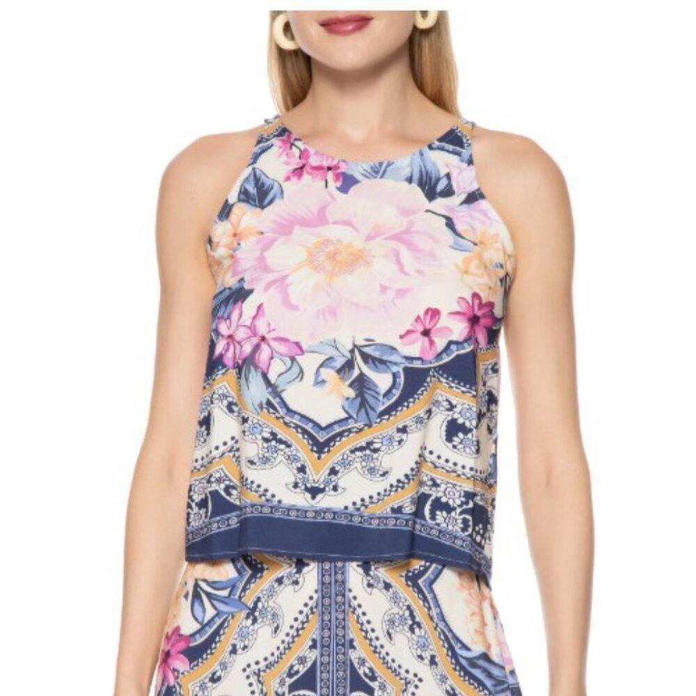 Farm Rio NWT Floral Scarf Print Tank Top XS - Rare Brazil Exclusive Lightweight